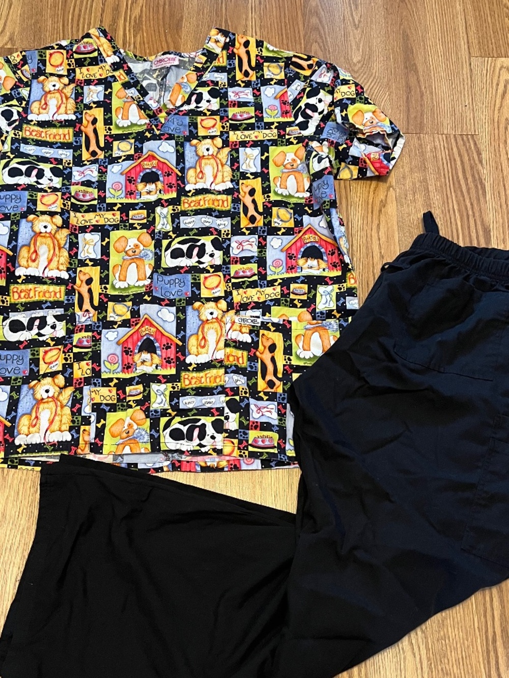 Dog Puppy scrub top and pants set L Large